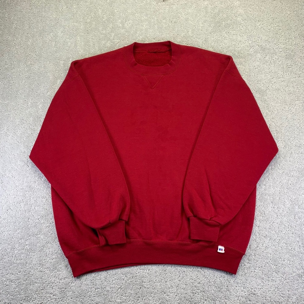 Vintage 90s Russell‎ Athletic Sweatshirt Size XL?? Red Crew Neck Blank Pullover